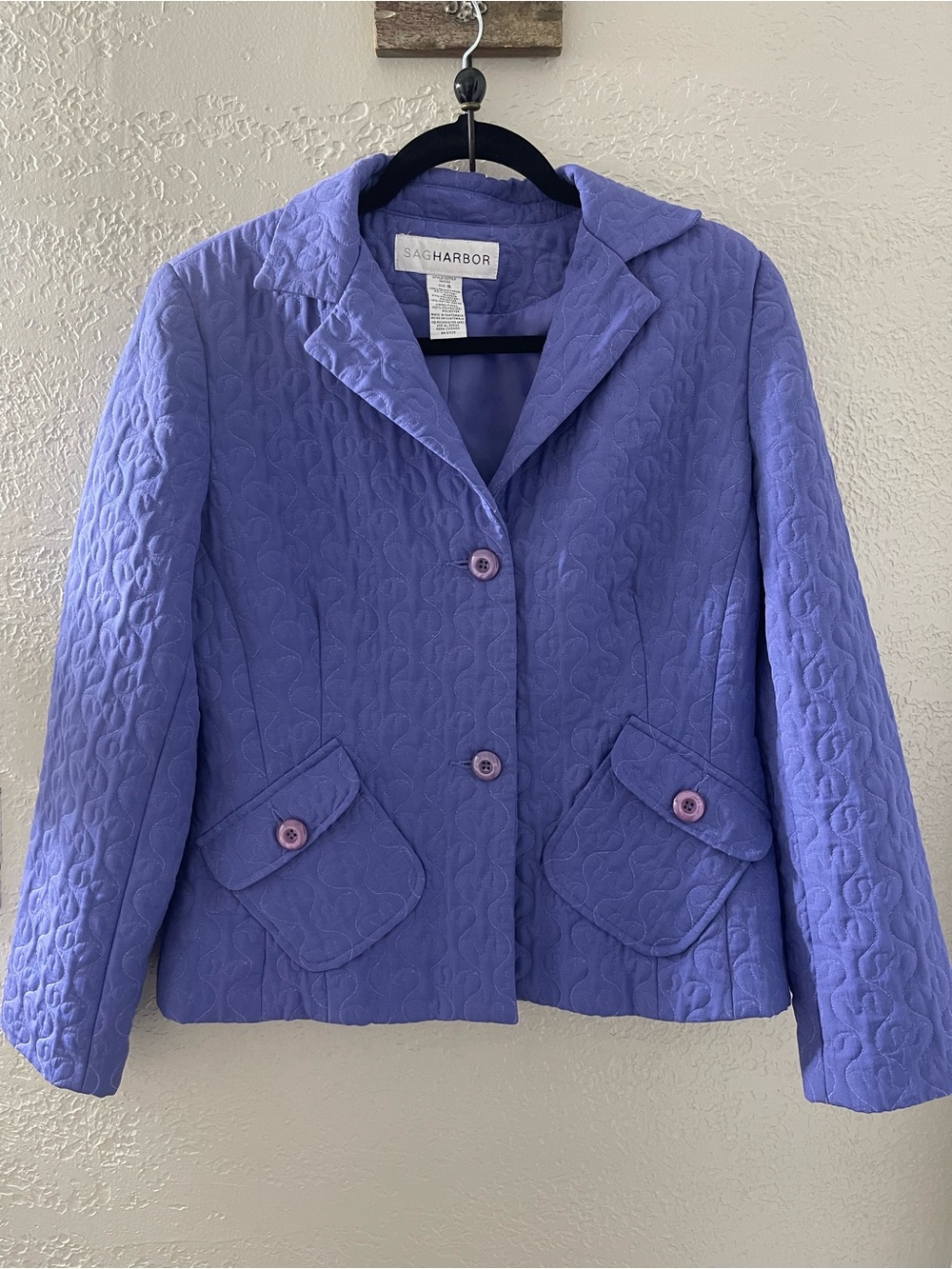 Sag Harbor Women’s Cozy Lavender Quilted Blazer Jacket Size 8